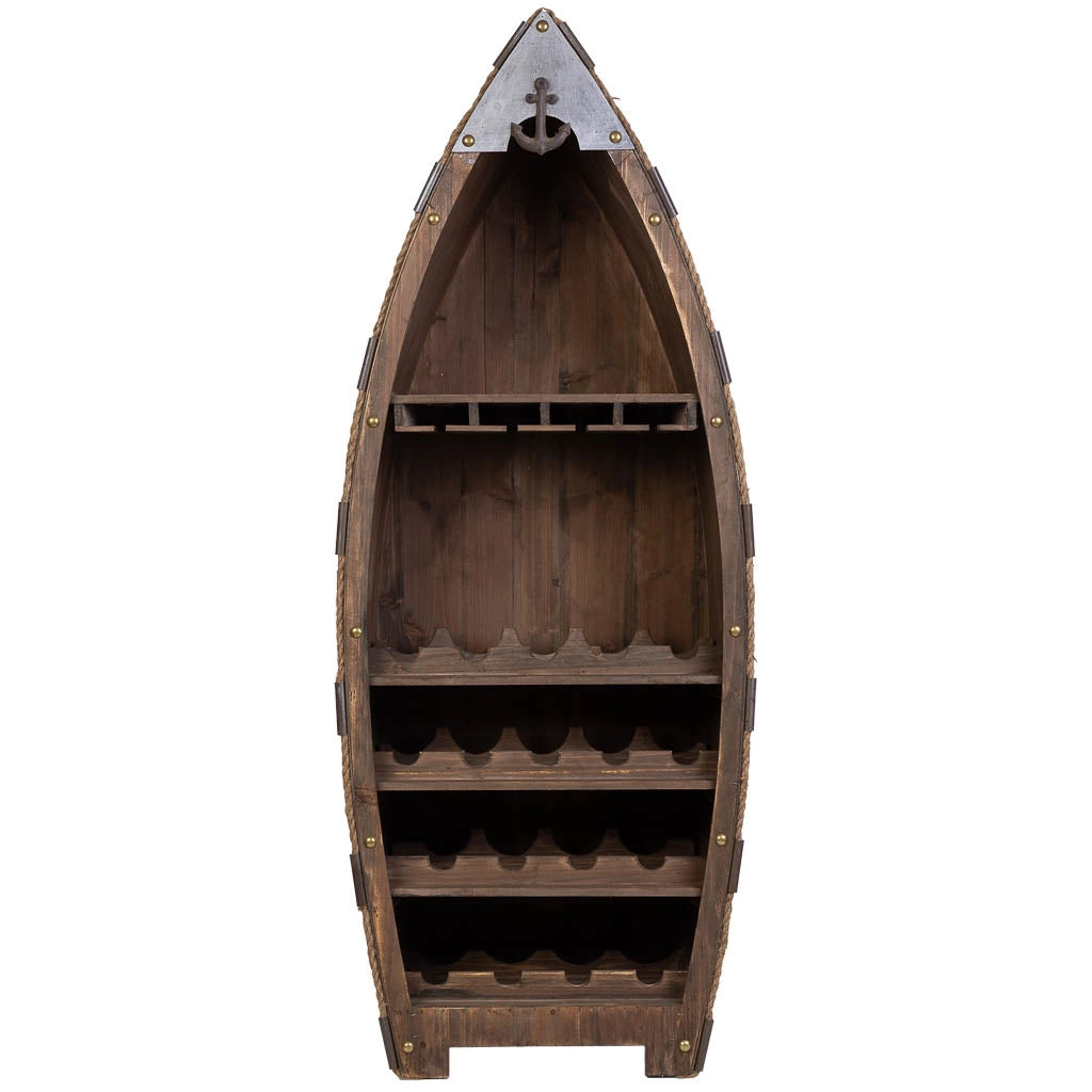 Portabottiglie in legno e metallo marrone 61x31x154h cm