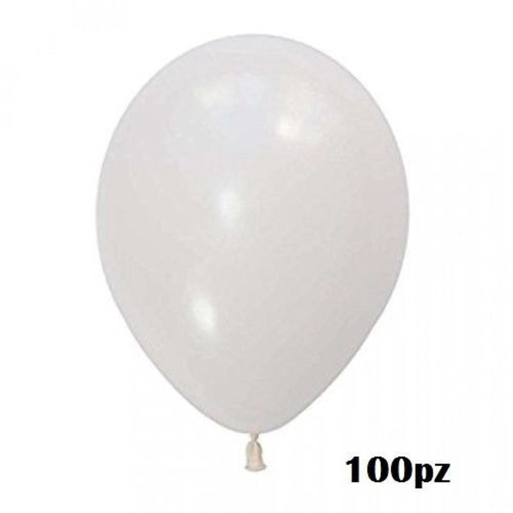 Trade Shop - Set 100 Pezzi Palloncini Colore Bianco Feste Compleanni Party Bambini -