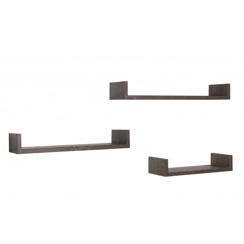 Set di 3 Mensole da Muro, Mensole Muro Design, Mensola da Parete, Rovere Scuro, 60x8 p15,5 cm, 50x8 p15,5 cm e 40x8 p15,5 cm - Calamita