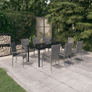 Set da Pranzo per Giardino 9 pz con Cuscini Grigio e Nero 3099394