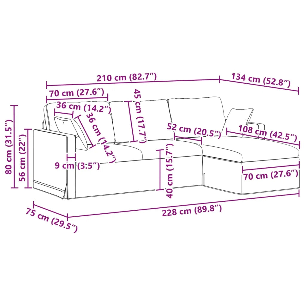 Divano Grigio scuro 228 x 134 x 80 cm Velluto 42024468