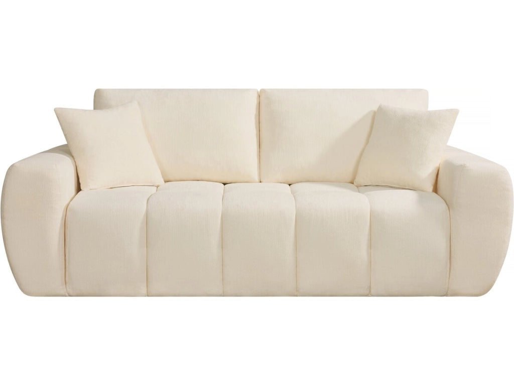 Divano diritto "Léonie" in tessuto a bolle - 3 posti - Beige