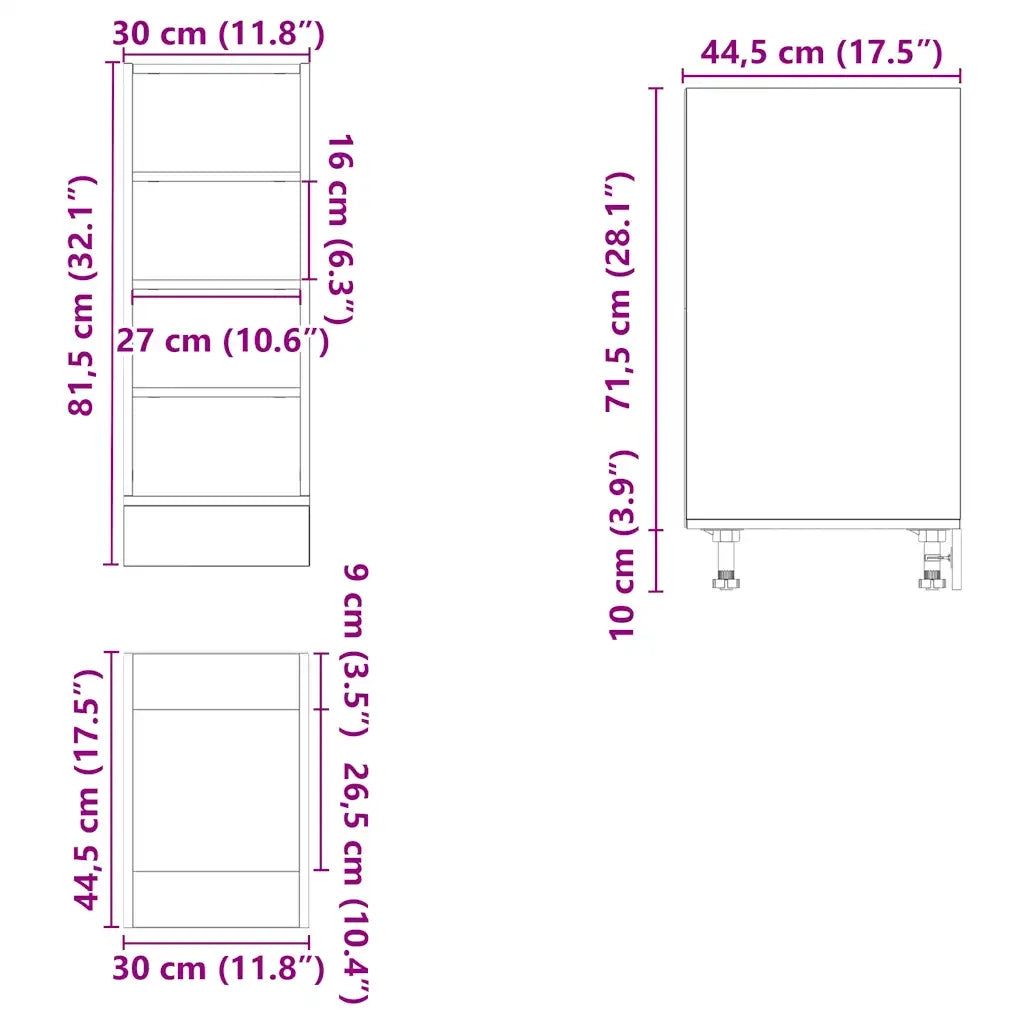 Armadio Inferiore “Riga” Bianco 30x44,5x81,5 cm 854193