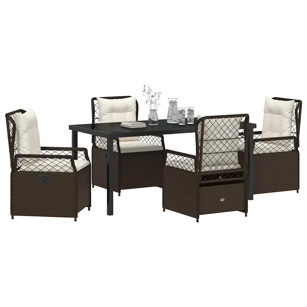Set da Pranzo per Giardino 5 pcs Marrone polyrattan