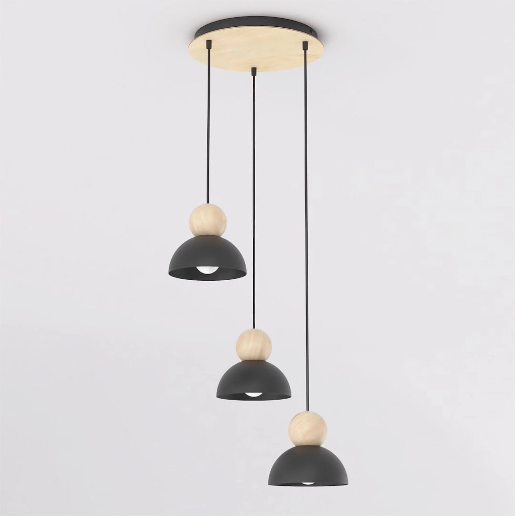 Lampada a sospensione KAKI japandi nero-beige 3xE27