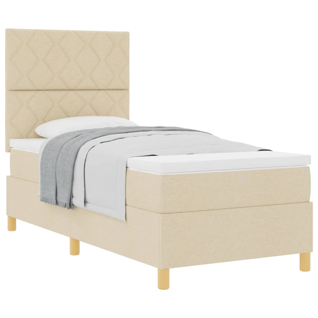 Letto a molle con materasso Crema 100 x 200 cm Tessuto 3339677