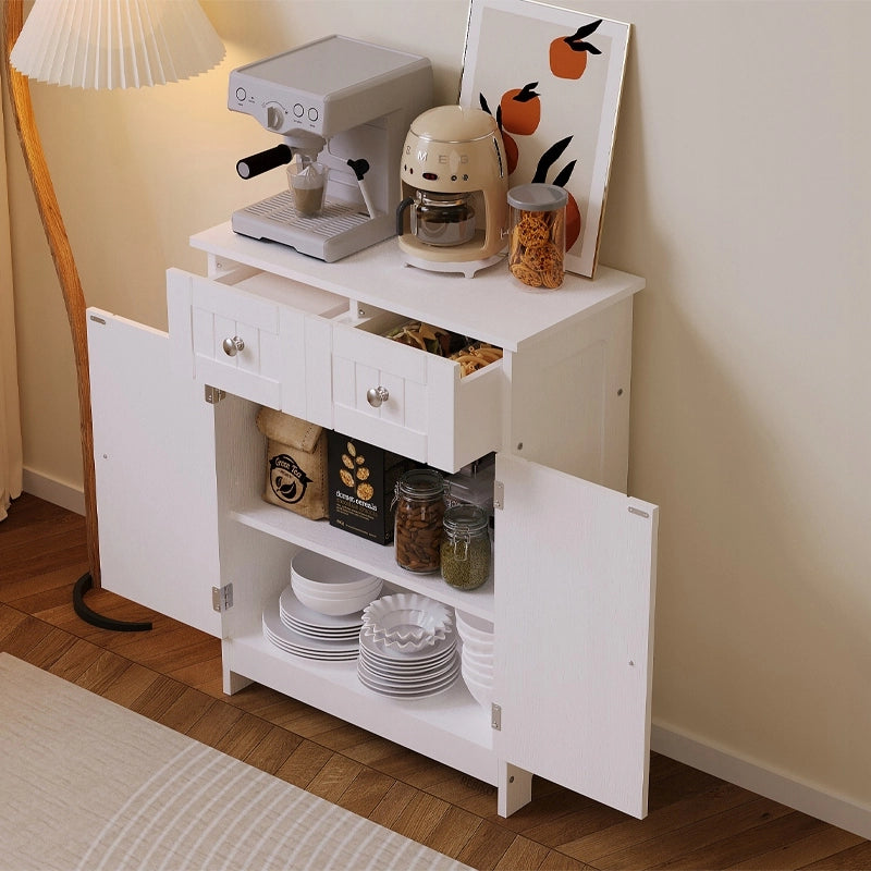 Mobiletto da bagno con cassetti e 2 ante, stile loft scandinavo, bianco