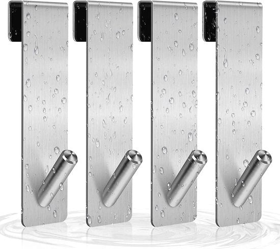 Set di uncini a douché - acciaio inossidabile - 4 pezzi - argento - 17,8cm