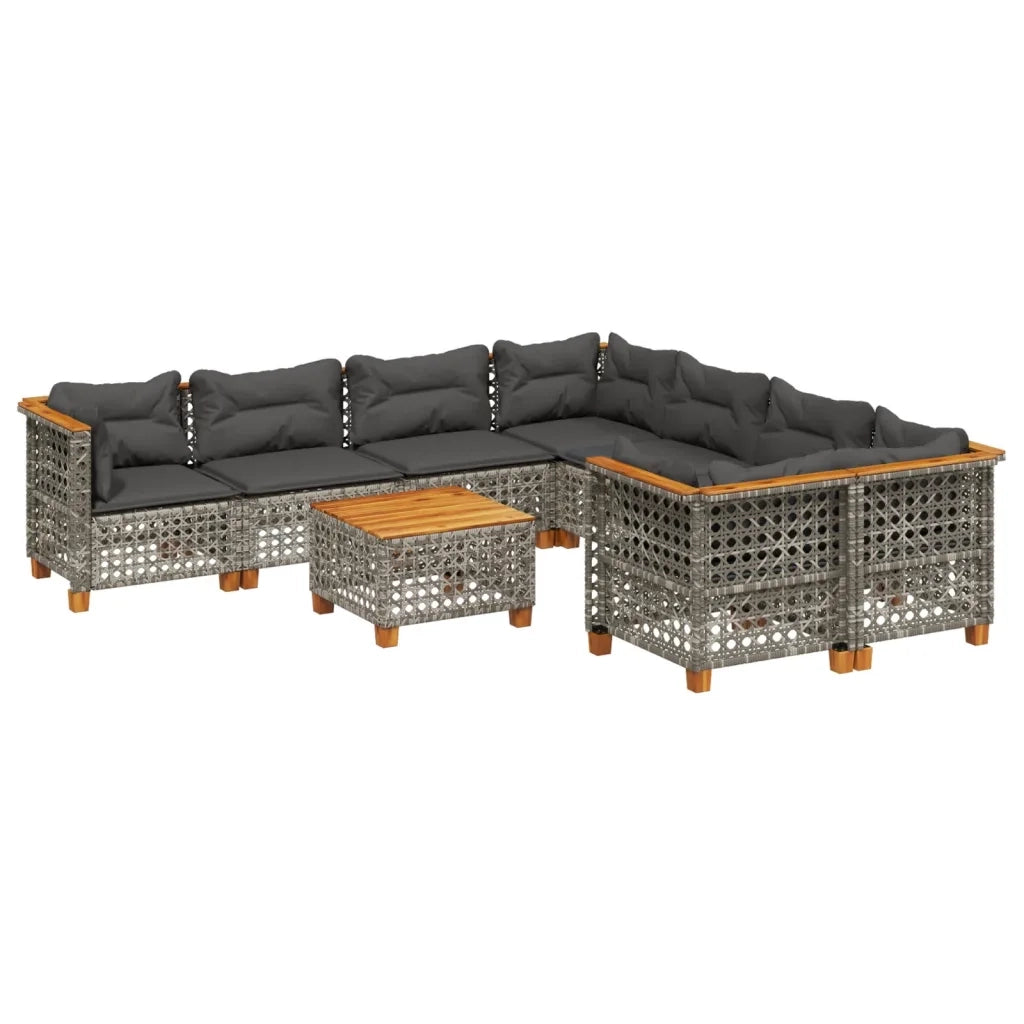 Set Divano da Giardino 9 pz con Cuscini Grigio in Polyrattan 3261777
