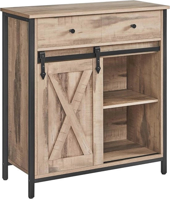Cassettone con Porta Scorrevole - Armadio di Stile Rurale per Salotto e Cucina - 30 x 70 cm