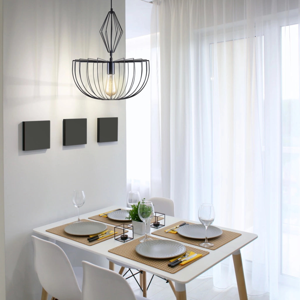 Lampada a sospensione loft nera Jasmina Ø40cm E27 Polux