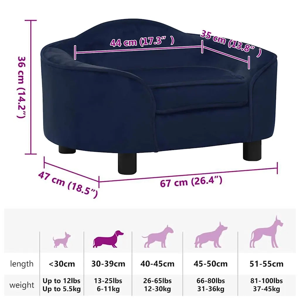 Divano per Cani Blu 67x47x36 cm in Peluche 171088