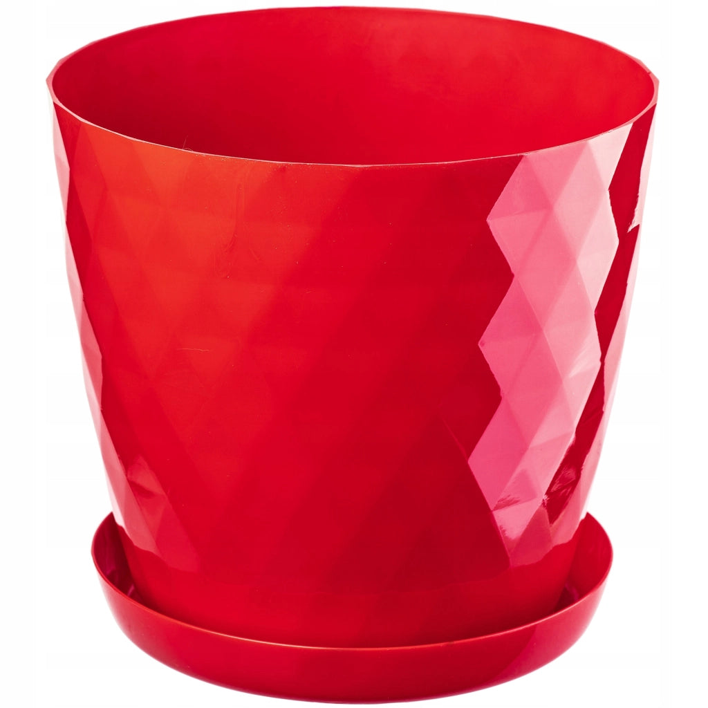 Vaso da fiori in plastica KADAX con supporto e coprivaso, 25 cm, rosso.