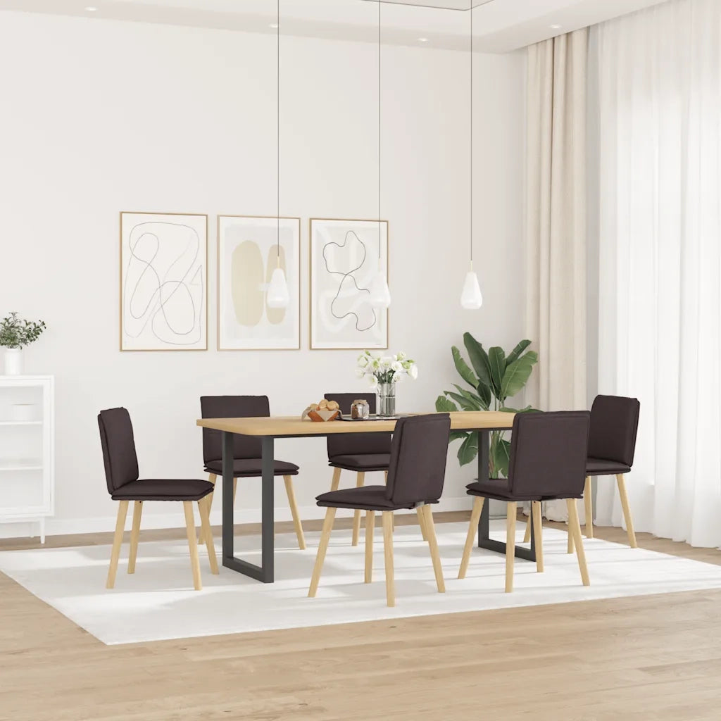 Sedie da Pranzo 6 pz Marrone Scuro in Tessuto 3315629