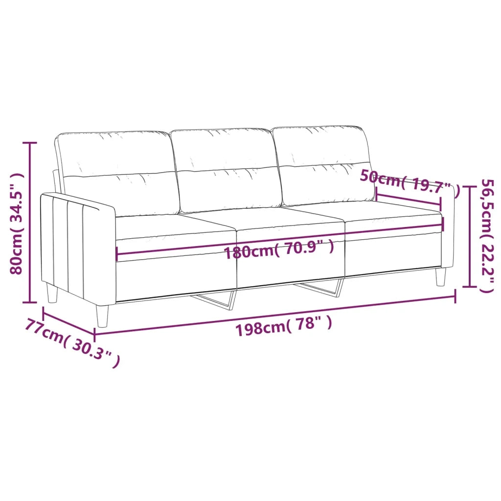 Divano a 3 Posti Grigio Chiaro 180 cm in Tessuto 348799