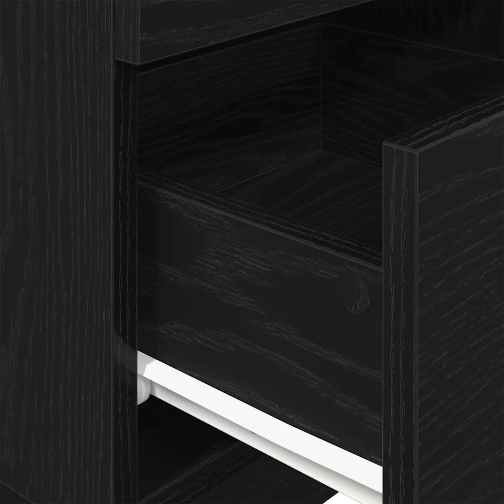 Comodino | Armadio da Notte | Mobiletto da notte con 2 Cassetti Nero 36x36x68 cm