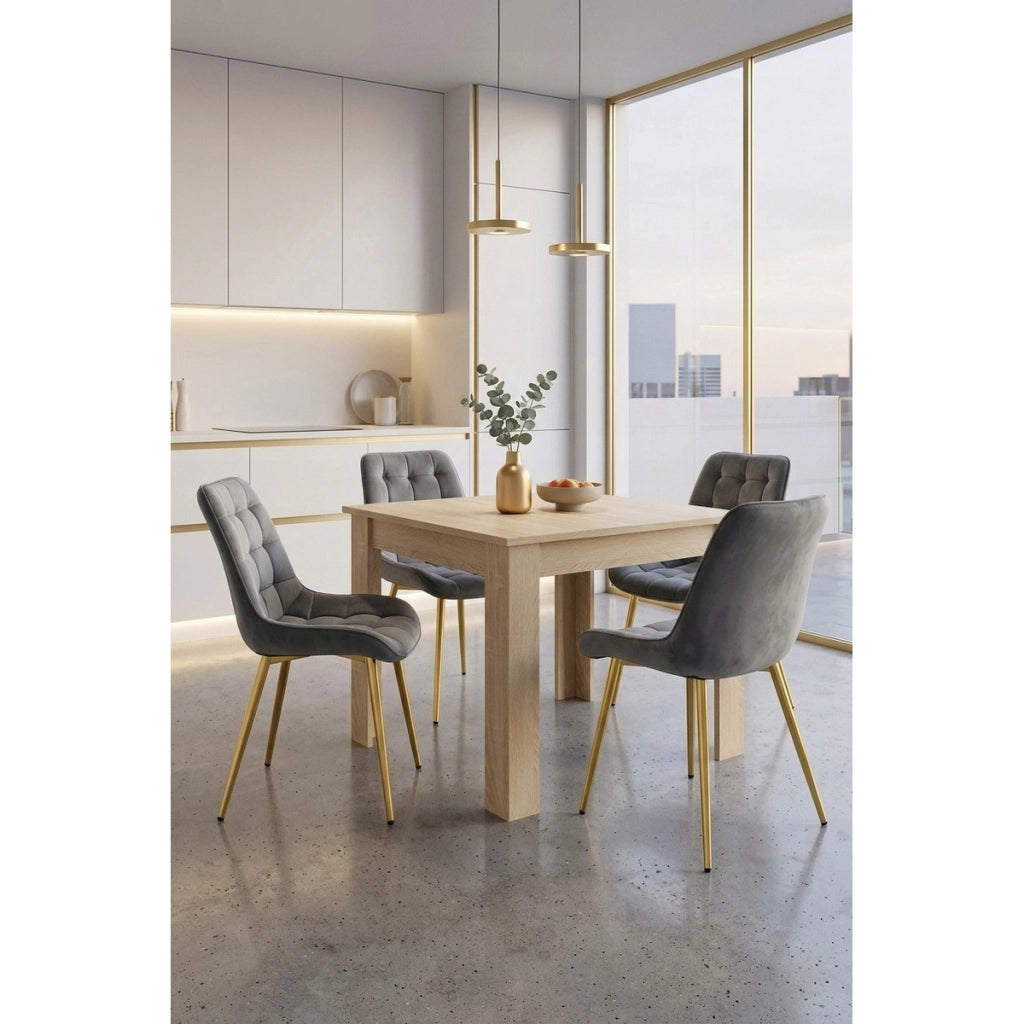 Sedia Bera in Velluto Grigio Antracite con Gambe Oro