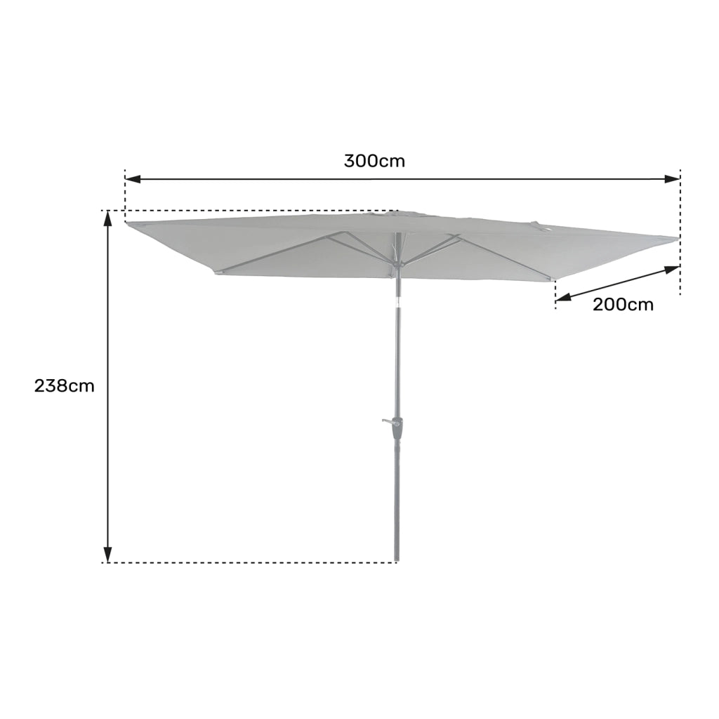 HAPUNAOmbrello rettangolare diritto 2x3m nero
