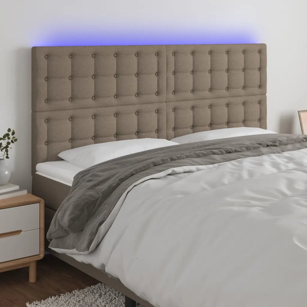 Testiera | Testata a LED Tortora 180x5x118/128 cm in Tessuto