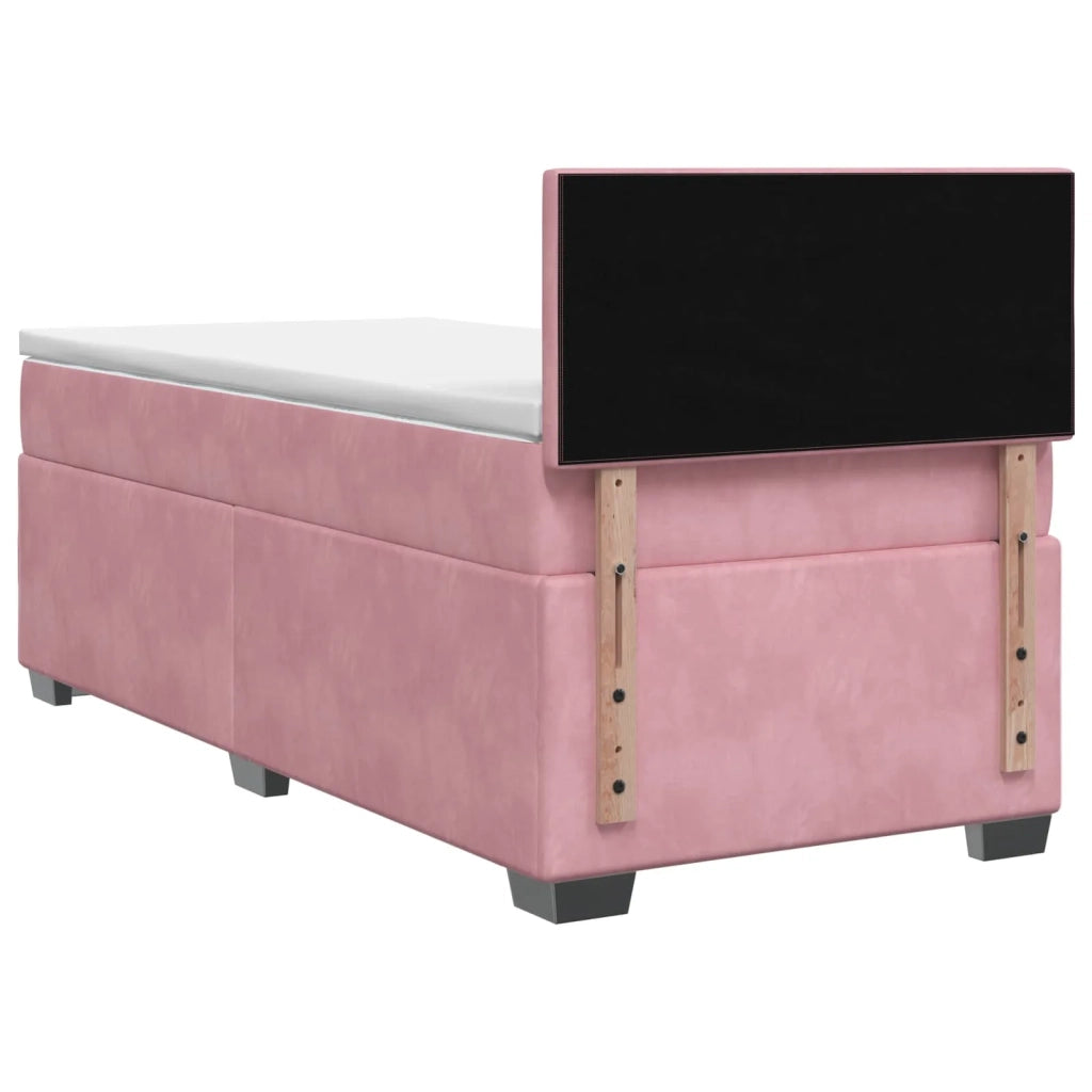 Letto box spring con materasso Rosa 100 x 200 cm Velluto 3450667