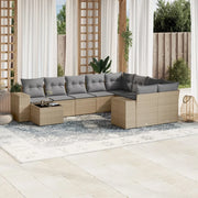 Set Divano da Giardino 10 pz con Cuscini Beige in Polyrattan 3223058