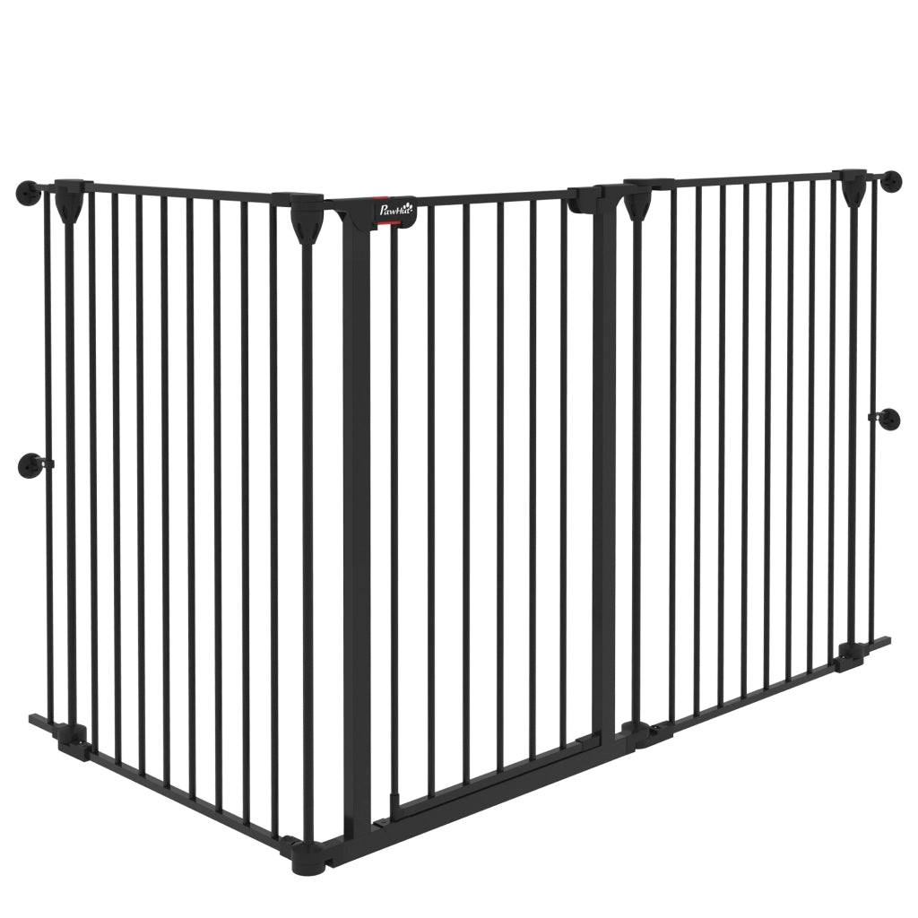 Cancelletto per Cani a 3 Pannelli ¨C Zephmum ¨C Nero, 206x90cm