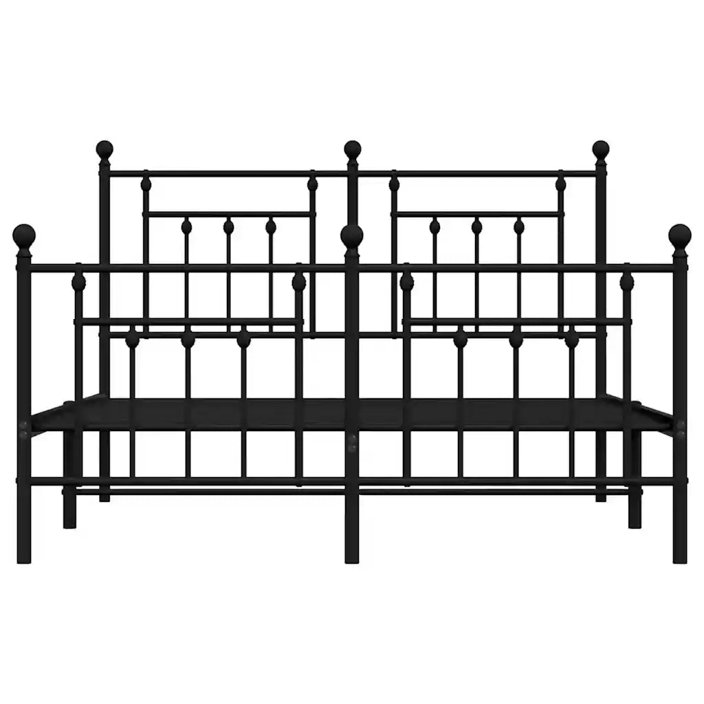 Giroletto con Testiera e Pediera-Struttura Letto Metallo Nero 150x200 cm 203473