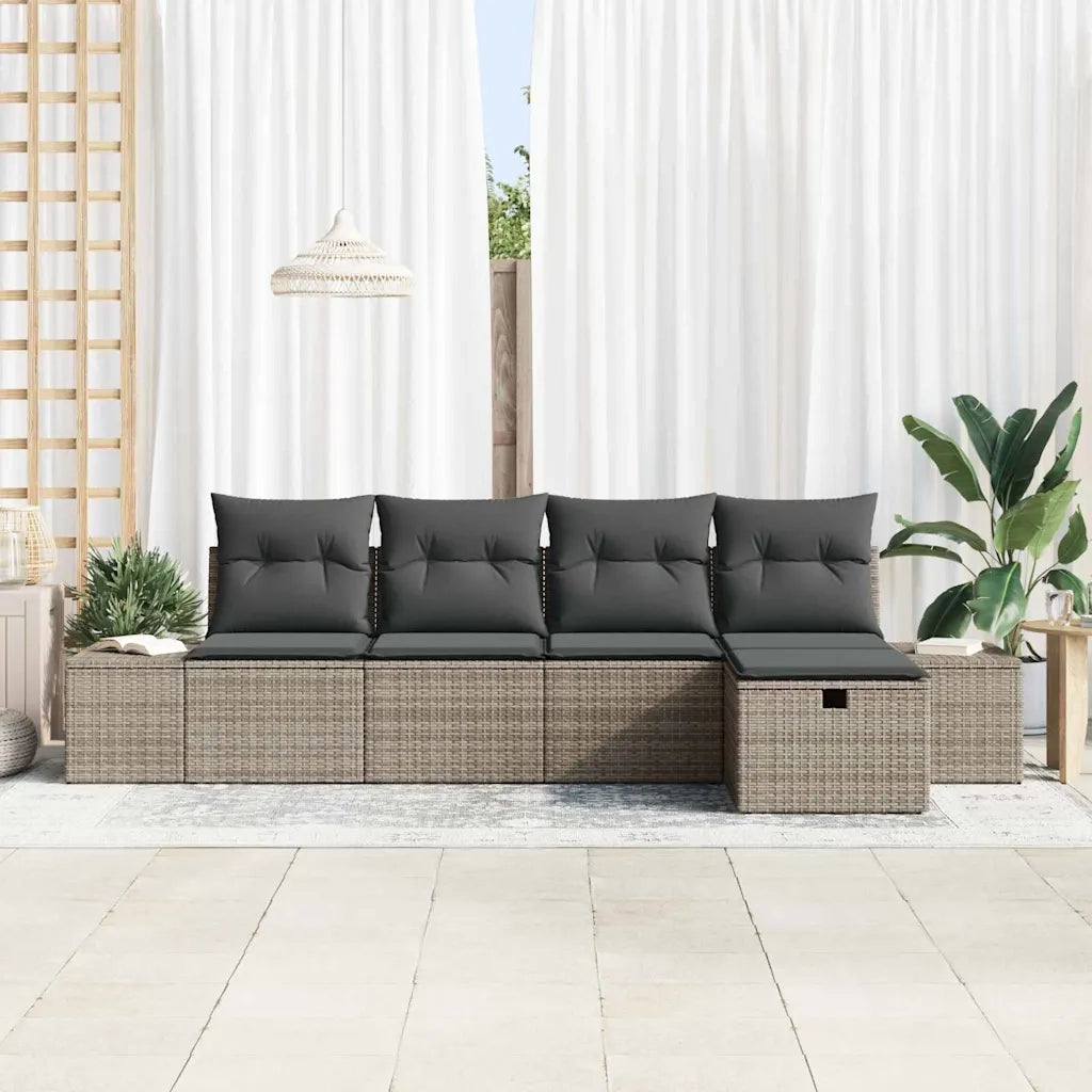 Set Divano da Giardino con cuscino 5 pcs Grigio polyrattan 3359358