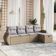 Set Divano da Giardino 5 pz con Cuscini Beige Misto Polyrattan 3264085