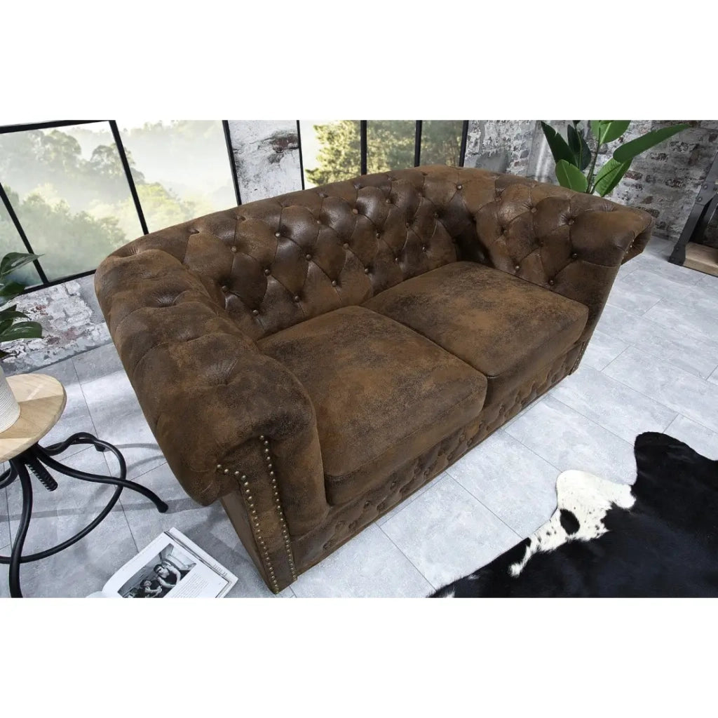 Divano dritto EDGAR – Marrone – 2 posti – Stile barocco