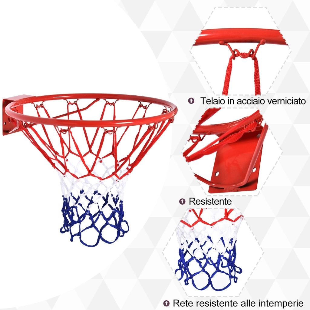 Canestro da Basket con Rete Ø46 cm in Metallo