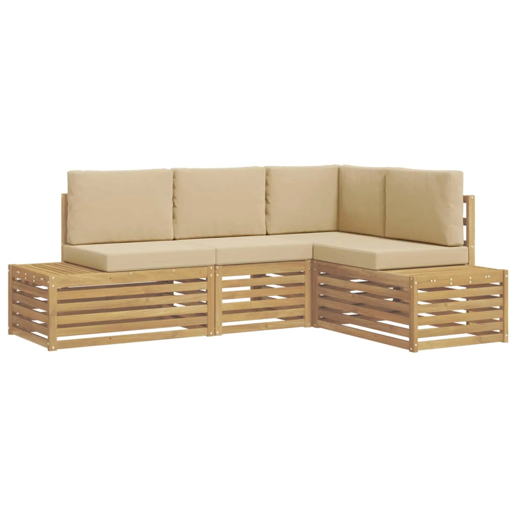 Set di divani da esterno con cuscino 4 Pezzo Bianco 3392468