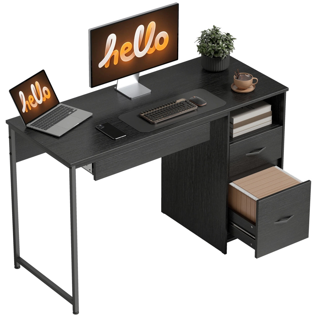 Scrivania Ufficio Tavolo Computer Salvaspazio, 120x52.3 cm, Nero