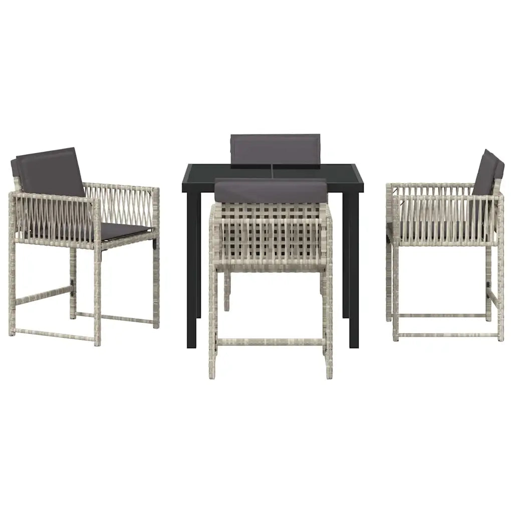 Set da Pranzo per Giardino 5 pcs Grigio chiaro polyrattan