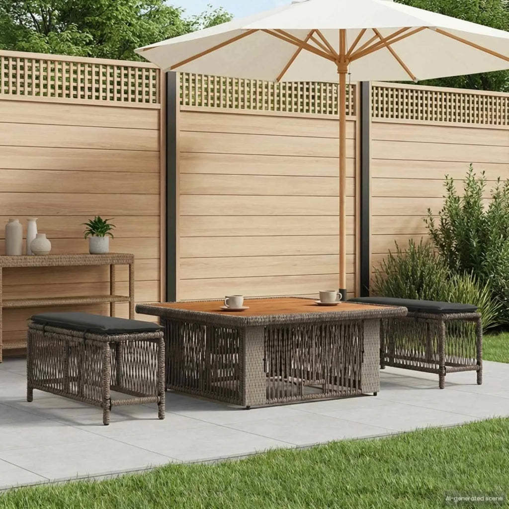 Set da Pranzo per Giardino 3 pz Grigio e Grigio Scuro 42026745