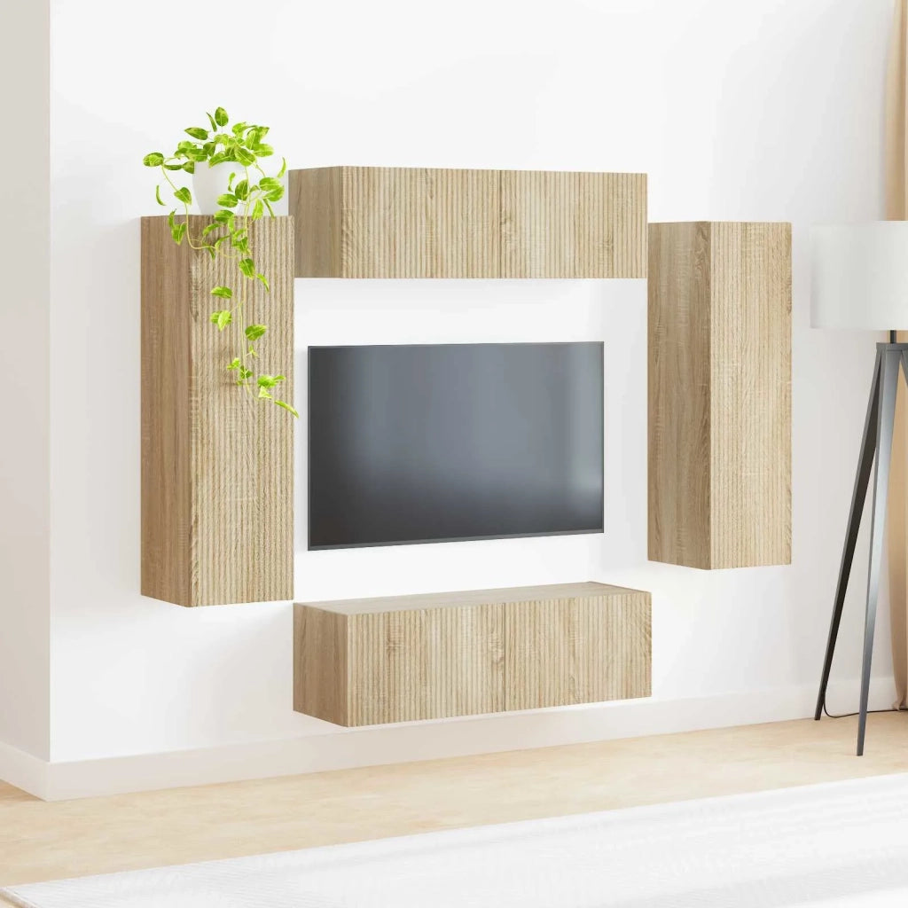 Set di Mobiletto da TV a Parete 4 pcs Rovere Sonoma 3408927