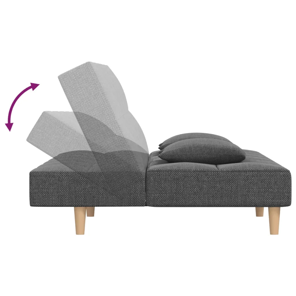 Divano letto | Sof¨¤ letto | Letto singolo a 2 Posti con 2 Cuscini Grigio Chiaro in Tessuto