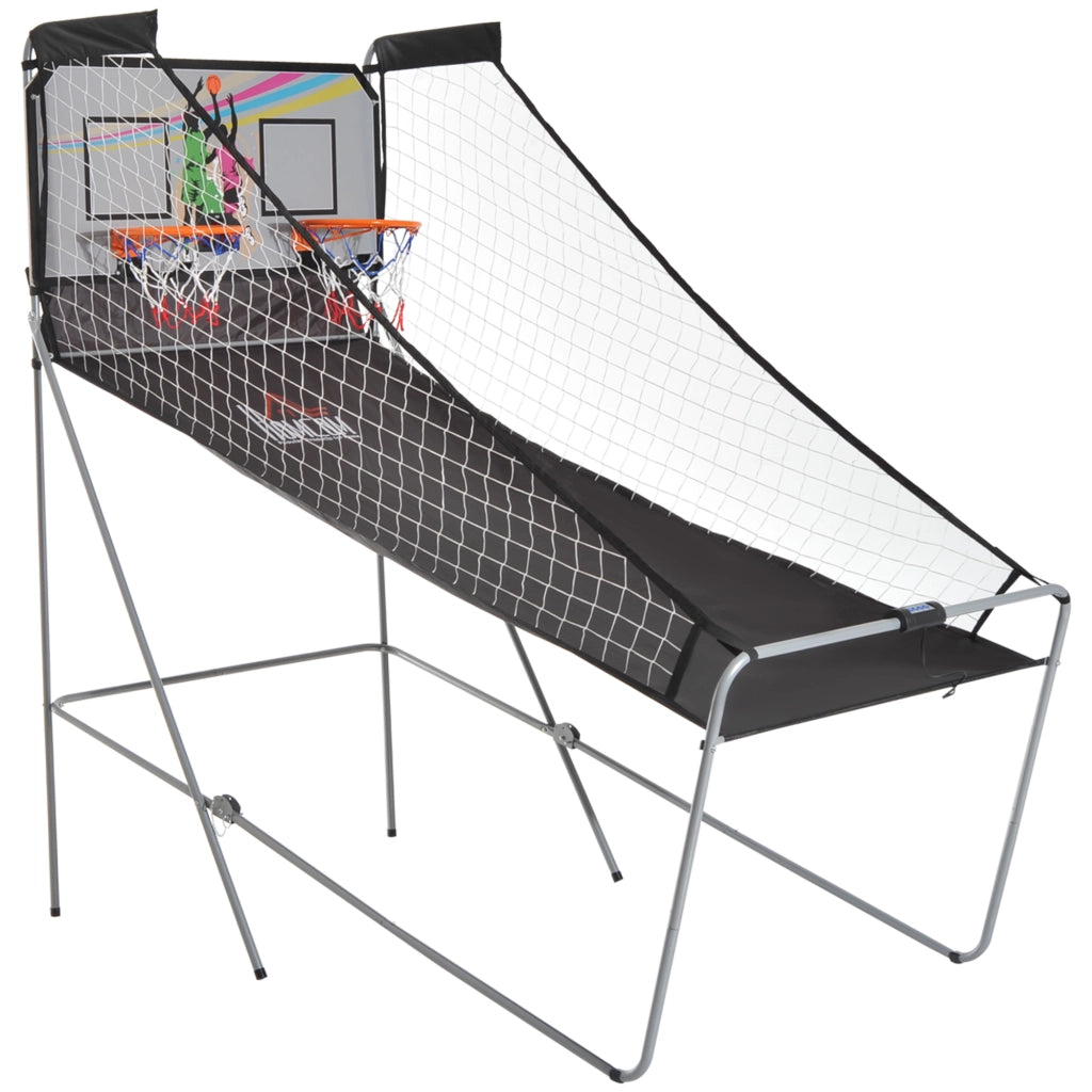 Set Canestri da Basket Pieghevole ¨C Minimal ¨C Grigio, Acciaio, 205x110x205 cm