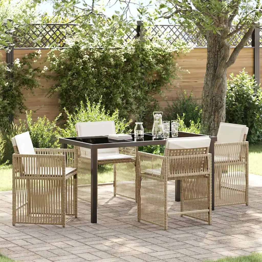 Set da Pranzo per Giardino 5 pcs Beige polyrattan