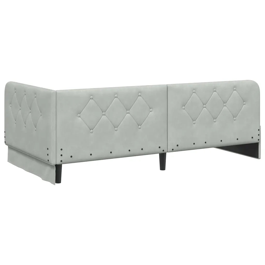 Cornice del letto ad angolo Grigio chiaro 100 x 200 cm Velluto
