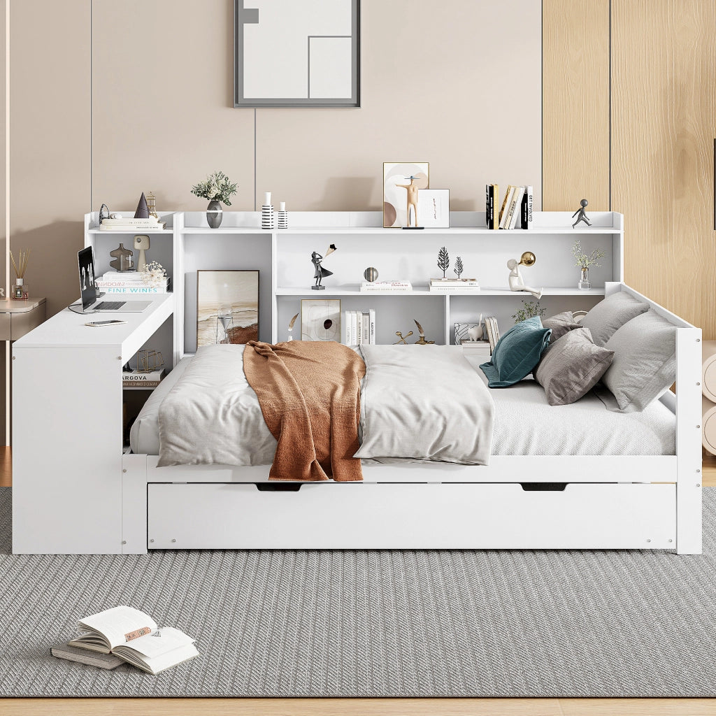 Divano letto multifunzione legno bianco 140x200 cm