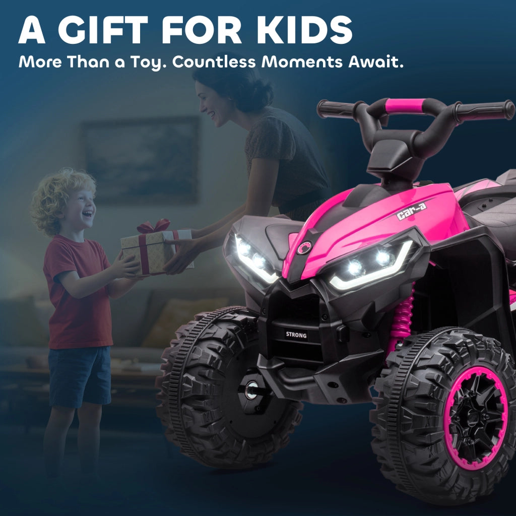 Quad Elettrico per Bambini ¨C Minimal ¨C Nero e Rosa, Metallo e PP, 12V