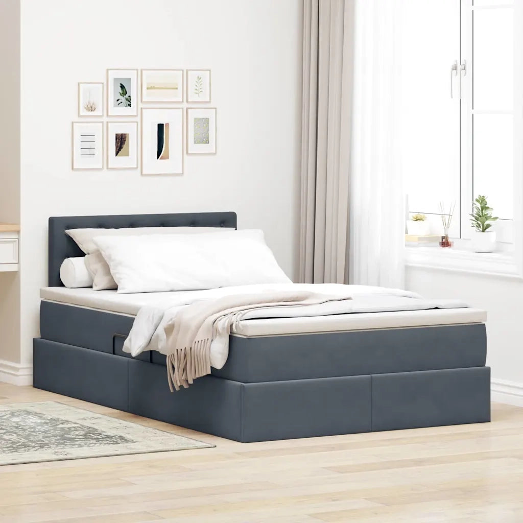 Letto con Contenitore Grigio scuro 120 x 200 cm Velluto 3370870