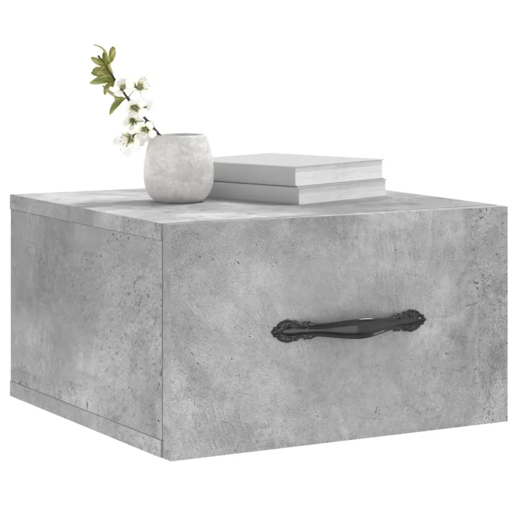 Set di 2 Comodini | Armadio da Notte | Mobiletto da notte a Muro Grigio Cemento 35x35x20 cm