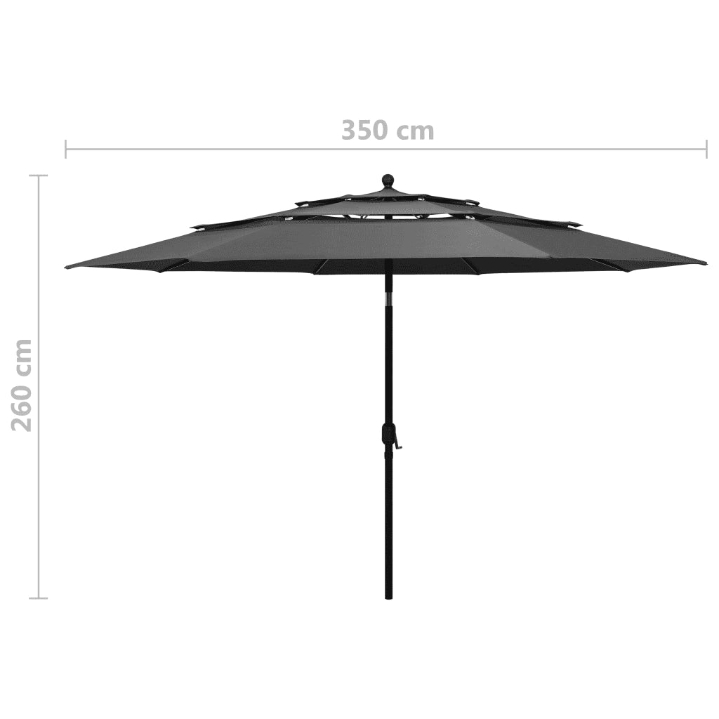 Ombrello | Parasolne a 3 Livelli con Palo in Alluminio Antracite 3,5 m