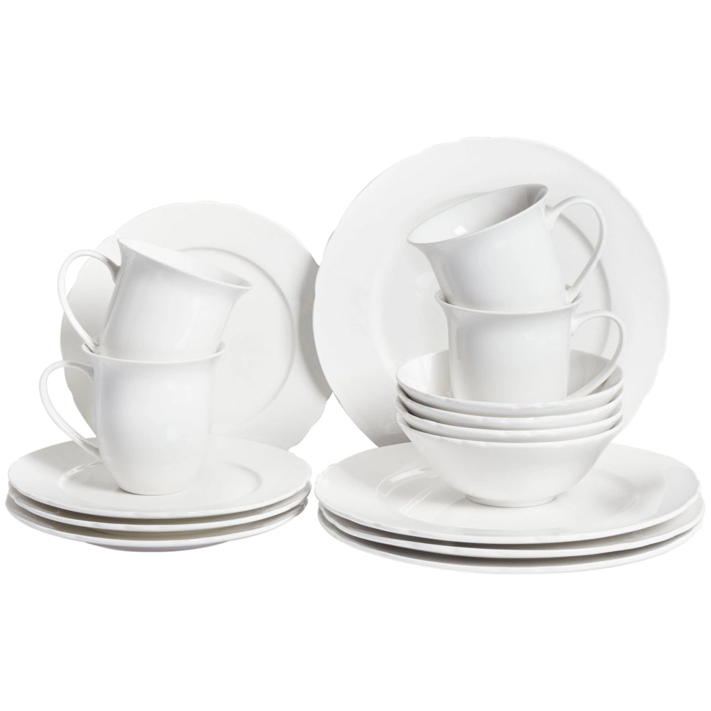Set di 16 stoviglie porcellana bianca fatti a mano con finitura lucida Servizio per 4 persone Design classico Cucina Sala da pranzo