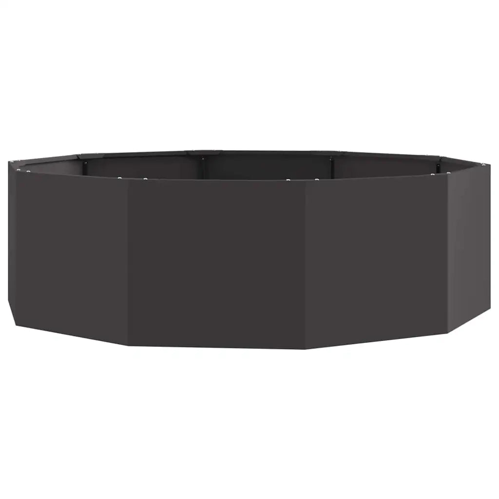 Fioriera rotonda moderna per esterni 120 x 120 x 35 cm facile da montare design elegante in acciaio nero 02_0052964
