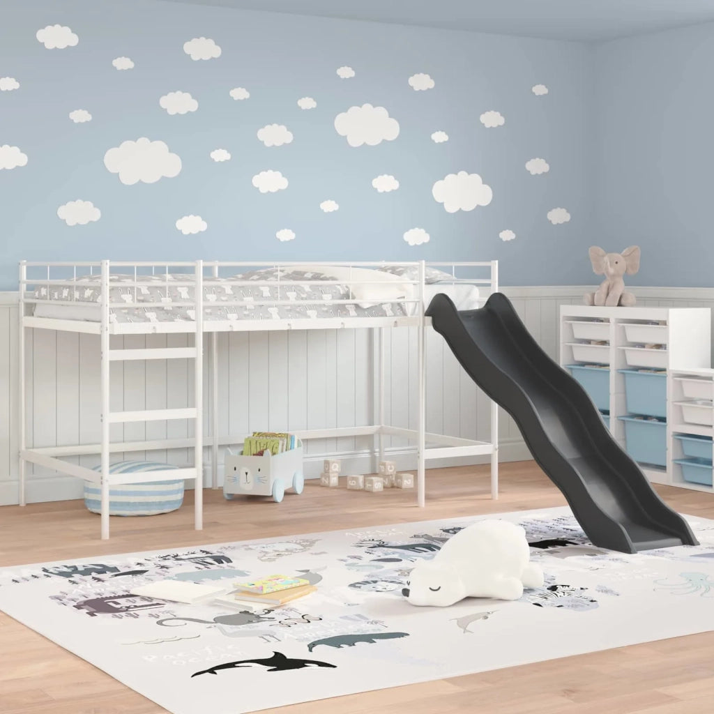 Letto loft per bambini con scivolo Bianco e Antracite 42020786