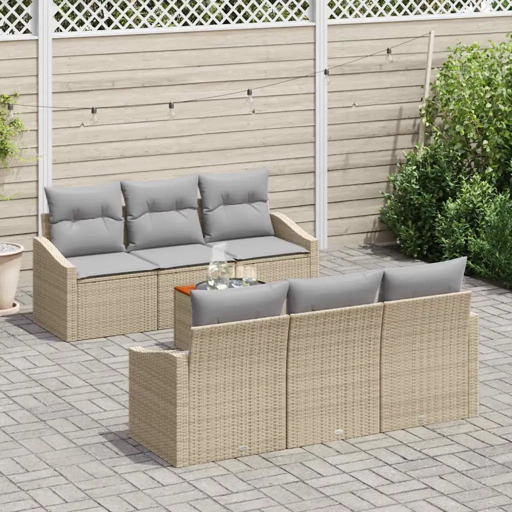 Set Divano da Giardino con cuscino 7 pcs Beige polyrattan 3347777