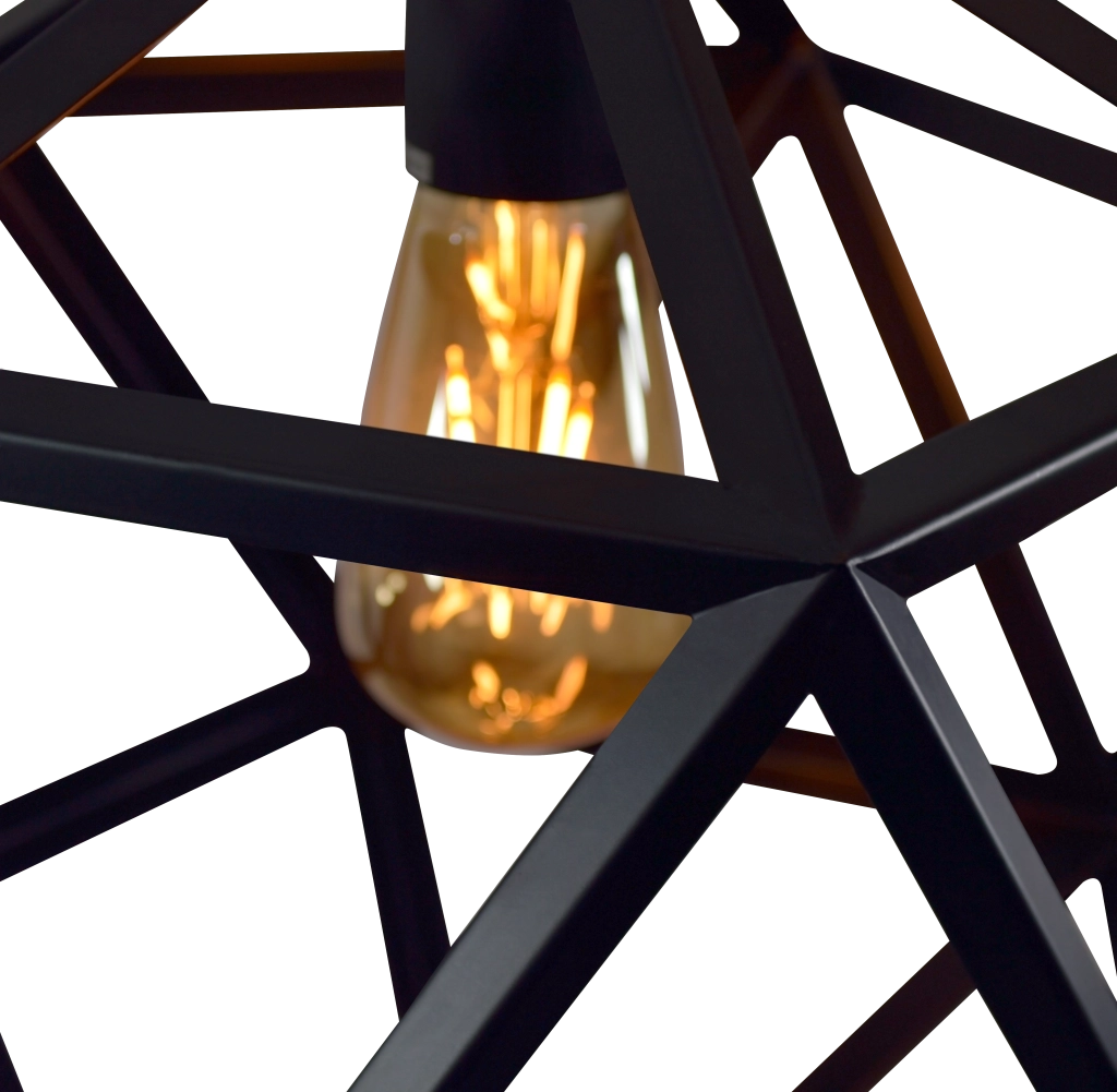 Lampada a sospensione nera geometrica E27 Ø35 Polux
